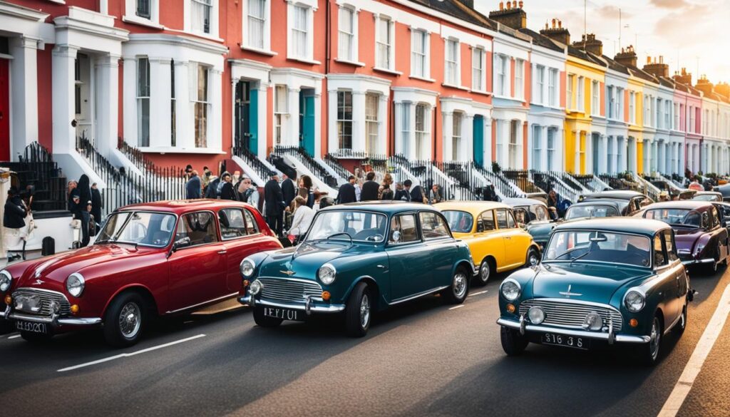 coches antiguos en Notting Hill